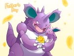  4:3 biped blush chiwidth claws duo father father_and_child father_and_son feral flower flower_bouquet hi_res horn male_(lore) nidoking nidoran nidoran♀ nintendo parent parent_and_child plant pok&eacute;mon pok&eacute;mon_(species) quadruped sharp_claws sharp_teeth son teeth video_games 