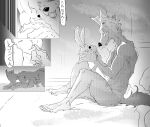 2019 5_fingers 5_toes absurd_res all_fours anthro athletic athletic_anthro athletic_male beastars bed black_and_white butt canid canine canis claws dialogue domestic_rabbit duo dwarf_rabbit eye_contact eyes_closed feet female finger_claws fingers fur furniture hand_on_face haru_(beastars) hi_res hotel hotel_room humanoid_feet humanoid_hands imminent_sex interspecies japanese_text kneeling lagomorph larger_male legoshi_(beastars) leporid looking_at_another looking_at_partner lying lying_on_bed male male/female mammal monochrome nude on_back on_bed open_mouth oryctolagus predator/prey rabbit romantic_ambiance romantic_couple sitting sitting_on_bed size_difference smaller_female smile speech_bubble taiarts teeth text toe_claws toes translated wolf wrist_grab 