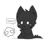  1:1 ? ambiguous_gender anthro black_body black_fur blush canid canine canis changed_(video_game) chano dialogue fur mammal mask open_mouth puro_(changed) simple_background solo speech_bubble white_background white_eyes wolf 