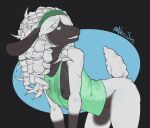  anthro bent_over bottomless bovid caprine clothed clothing female hi_res looking_at_viewer mammal nipple_slip nipples sheep smile smiling_at_viewer solo venisin 