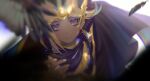  1boy atem blonde_hair cape cbow commentary dark_skin dark_skinned_male earrings egyptian eyelashes feathers glint jewelry looking_up male_focus multicolored_hair parted_lips purple_eyes solo yu-gi-oh! yu-gi-oh!_duel_monsters 