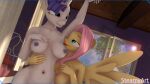  16:9 3d_(artwork) 4k absurd_res anthro anthrofied areola armpit_fetish blue_eyes breasts digital_media_(artwork) equid equine female female/female fluttershy_(mlp) friendship_is_magic hair hand_on_breast hasbro hi_res horn mammal my_little_pony navel nipples nude pegasus pink_hair purple_hair rarity_(mlp) smile sniffing sniffing_armpit source_filmmaker steamyart technicolor_nipples unicorn widescreen wings 