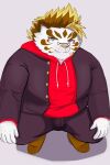 2021 2:3 9dtq0 absurd_res anthro belly bottomwear bulge clothing eyewear felid fur glasses hi_res kemono licho_(tas) male mammal overweight overweight_male pantherine pants shirt simple_background solo tiger tokyo_afterschool_summoners topwear video_games white_body white_fur 