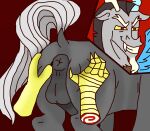  2020 anus balls centaur chimera clipclipclop discord_(mlp) dock draconequus duo equid equid_taur feral friendship_is_magic fur genitals grey_body grey_fur hand_on_butt hasbro humanoid_taur male male/male mammal mammal_taur my_little_pony nude penis puckered_anus raised_tail taur tirek_(mlp) 