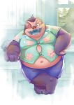  2021 4_eyes 4_fingers absurd_res alien aloha_shirt aotoaka belly blue_mouth blue_tongue bottomwear button_(fastener) clothing disney fingers hi_res jumba_jookiba kweltikwan lilo_and_stitch looking_at_viewer male multi_eye navel obese obese_male one_eye_closed open_mouth open_smile overweight overweight_male painting_(artwork) pattern_clothing pattern_shirt pattern_topwear purple_body purple_skin shirt shorts smile solo stitch! tongue topwear traditional_media_(artwork) watercolor_(artwork) wink 