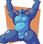  alien anthro anthrofied balls beartower belly blue_body blue_fur disney experiment_(lilo_and_stitch) flaccid foreskin fur genitals hi_res lilo_and_stitch male musclegut navel nipples nude pecs penis solo stitch_(lilo_and_stitch) thick_thighs 