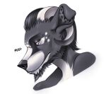  beard black_body black_fur black_hair canid canine canis domestic_dog facial_hair floppy_ears fur hair haku_kagami headshot horn male mammal ram_horns white_body white_fur 