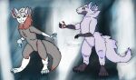  ambiguous_gender anthro blue_body blue_fur claws digitigrade dragon fur furred_dragon grey_body grey_fur male werewolferos 