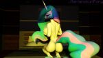  16:9 3d_(artwork) anthro barefoot bed breast_grab breasts butt digital_media_(artwork) equid equine female friendship_is_magic furniture hand_on_breast hasbro hi_res horn kneeling looking_at_viewer mammal marianokun morning my_little_pony nude princess_celestia_(mlp) solo unicorn widescreen 
