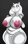  anthro areola big_breasts black_background blush boss_monster bovid breasts caprine female fur genitals hand_on_breast hi_res horn looking_down mammal nathanatwar nipples open_mouth purple_eyes pussy simple_background slightly_chubby solo thick_thighs toriel undertale video_games white_body white_fur wide_hips 