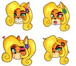  &lt;3 absurd_res accessory activision alpha_channel angry anthro bandicoot blonde_hair blush boleroofbooty coco_bandicoot crash_bandicoot_(series) female flower flower_in_hair fur hair hair_accessory hi_res kissy_face looking_at_viewer mammal marsupial one_eye_closed orange_body orange_fur plant simple_background smile solo tongue tongue_out transparent_background upset video_games wink 