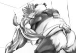  2021 anthro asakura_kento asian_clothing bulge butt canid canine canis clothing domestic_dog duo east_asian_clothing giant_panda humanoid_hands japanese_clothing kemono male mammal mawashi musclegut muscular muscular_male overweight overweight_male sumo ursid 