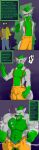  2016 abs anthro athletic athletic_anthro athletic_male big_bulge big_muscles big_pecs black_body black_fur bottomwear bulge button_pop canid canine canis clipboard clothing colored comic confusion domestic_cat duo emerald_link experiment_(disambiguation) eyes_closed eyewear felid feline felis fluffy fluffy_tail fur geng glasses gloves_(marking) green_body green_fur green_hair green_markings grey_body grey_fur growth gun hair hi_res huge_muscles male mammal markings muscle_growth muscular muscular_anthro muscular_arms muscular_male navel open_mouth pants pecs ranged_weapon raygun scientific_experiment shaded shocked slim suspenders tearing_clothing teeth text tongue torn_clothing weapon wolf 