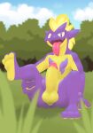  amped_toxtricity amphibian anthro anus balls circumcised genitals hi_res ickyfig male nintendo nude open_mouth outside penis pok&eacute;mon pok&eacute;mon_(species) presenting presenting_anus salamander_(amphibian) sitting solo tongue tongue_out toxtricity video_games 