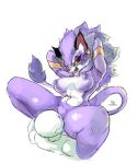  absurd_res anthro belladonna_(trials_of_mana) breasts domestic_cat duo felid feline felis female female_on_top hands_behind_head hi_res human larger_female lavender_fur lewdpen male male_on_bottom mammal nipples on_bottom on_top red_sclera simple_background size_difference smaller_male trials_of_mana white_background 