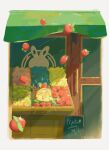  absurdres apple appletun applin bandana day door draw_pann33 food fruit gen_8_pokemon glowing highres no_humans outdoors pokemon pokemon_(creature) sign window 