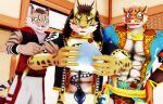  3d_(artwork) anthro clothed clothing clouded_leopard digital_media_(artwork) felid feline green_eyes group hi_res leopard_cat letter likulau lin_hu male malicekira mammal muscular muscular_anthro muscular_male nekojishi nintendo pantherine prionailurus shu-chi studio_klondike super_smash_bros. tiger video_games visual_novel 