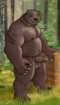  2021 anthro balls belly brown_body brown_fur erection feathersoars fur genitals hi_res humanoid_genitalia humanoid_penis kemono male mammal moobs musclegut navel nipples outside overweight overweight_anthro overweight_male penis solo ursid 
