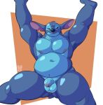  2021 alien anthro anthrofied balls beartower belly black_eyes blue_balls blue_body blue_fur blue_nose disney experiment_(lilo_and_stitch) flaccid foreskin fur genitals hi_res lilo_and_stitch looking_at_viewer male musclegut navel nipples notched_ear nude pecs penis small_tail solo stitch_(lilo_and_stitch) thick_thighs 