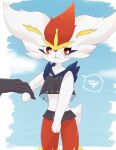  anthro black_clothing cinderace clothing duo female fur inteleon lagomorph mammal nervous nintendo pok&eacute;mon pok&eacute;mon_(species) prrrrrrmine reptile scalie solo_focus video_games white_body white_fur 