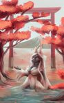  2021 anthro breasts canid canine clothed clothing day detailed_background digital_media_(artwork) female hair horn mammal outside partially_submerged sky vashaa white_hair 