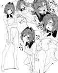  1girl ange_katrina ass blush breast_cutout elbow_gloves flat_chest gloves hair_ornament hairclip leotard masturbation masturbation_through_clothing moketa monochrome nijisanji nipple_tweak pussy_juice short_hair solo triangle_hair_ornament virtual_youtuber 