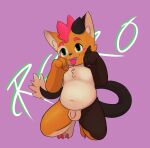  anthro chubby_male domestic_cat dragon felid feline felis hi_res hybrid kneeling looking_up male mammal nude retro_future slightly_chubby solo tongue tongue_out 