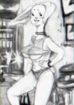  abs anthro athletic athletic_anthro athletic_female big_breasts bottomwear bracelet breasts choker clothed clothing cut-off_jeans female handbag hotpants jewelry lagomorph leporid long_neck mammal necklace prostitution rabbit shorts sidmond skimpy slim solo thick_thighs under_boob 