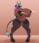  2019 5_fingers anthro belly big_belly big_breasts black_body black_fur blush bodily_fluids bovid bovine brasslion breast_squeeze breasts brown_body brown_fur camel_toe cattle clothed clothing countershade_fur dark_nipples digital_media_(artwork) female fingers fur green_eyes grey_hair hair hi_res hooves horn huge_breasts inside lactating looking_at_breasts looking_at_own_breasts looking_at_self mammal milk milking_self multicolored_body multicolored_fur navel open_mouth open_smile panties partially_clothed projectile_lactation smile solii_(gizmo1205) solo standing two_tone_body two_tone_fur underwear 