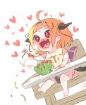  +_+ 1girl aged_down ahoge baby barefoot bib black_hairband blonde_hair blunt_bangs blush bow bowl braid child commentary_request diagonal-striped_bow diagonal_stripes dragon_girl dragon_horns dragon_tail dress eating fang feet food food_on_face food_on_hair fork full_body hairband heart high_chair highres holding holding_fork hololive horn_bow horn_ornament horns isuka kiryu_coco looking_to_the_side messy motion_lines multicolored_eyes multicolored_hair open_mouth orange_hair pasta pet_bowl pink_dress playing_with_food pointy_ears purple_eyes red_eyes sauce scales short_hair short_sleeves signature simple_background single_braid sitting skin_fang solo spaghetti striped striped_bow symbol-shaped_pupils tail virtual_youtuber white_background 