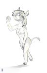  anthro bovid bovine breasts cattle covering covering_crotch covering_pussy digital_drawing_(artwork) digital_media_(artwork) female freckles hi_res kadeki koei_character mammal milk monochromatic_fur nude solo 