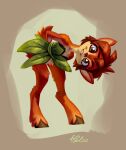  activision anthro elora faun_(spyro) female grass_skirt hi_res holivi hooves leaning looking_at_viewer solo spyro_the_dragon video_games 