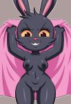  anthro black_body breasts eyelashes female fur genitals hi_res huitu_c lagomorph leporid mammal pussy rabbit teeth thick_thighs wide_hips 