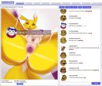  2021 anthro anus butt canid canine chat digimon digimon_(species) dipstick_ears english_text female genitals hi_res impmon livestream magnetus mammal multicolored_ears on_glass pussy renamon solo text woodmon 