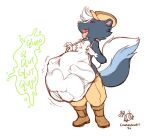  abdominal_bulge after_vore animal_crossing anthro belly big_belly black_body black_fur color_edit colored cownugget digestion digestion_noises duo edit flatsfag fur kicks_(animal_crossing) male mammal mephitid multicolored_body nintendo oral_vore same_size_vore skunk two_tone_body video_games vore 