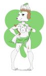  anthro bottomwear breasts brown_body brown_eyes brown_fur canid canine canis clothed clothing domestic_dog female fur hi_res jewelry mammal necklace nipples patti_(chris_chan) scribblescritch skirt solo sonichu_(series) topless white_body white_fur 