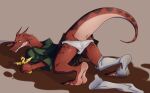  all_fours anthro clothing dront dungeons_and_dragons female hasbro humanoid kobold looking_back raised_tail shrinking size_transformation solo torn_clothing transformation underwear underwear_down wizards_of_the_coast 