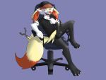 3_toes 4:3 anonymous_artist anthro balls barefoot bottomless braixen claws clothed clothing erection feet genitals inner_ear_fluff male nintendo penis plantigrade pok&eacute;mon pok&eacute;mon_(species) ralpon simple_background smile solo toes tongue tuft video_games 