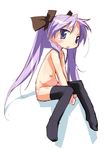  bow chibi e=mc2_(mosimosi) flat_chest hiiragi_kagami long_hair lucky_star nude purple_hair sketch solo thighhighs twintails 