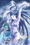  blue_eyes blue_hair blue_skin ekusa_takahito final_fantasy final_fantasy_x long_hair shiva_(final_fantasy) solo 