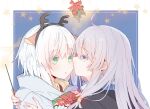  amnesia_(majo_no_tabitabi) animal_ears christmas elaina_(majo_no_tabitabi) fishy horns majo_no_tabitabi weapon yuri 