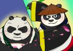  2020 anthro black_body black_fur black_nose blush clothed clothing dreamworks duo eyes_closed fur giant_panda hat headgear headwear hi_res kassis_orange kemono kung_fu_panda li_shan_(kung_fu_panda) male mammal master_po_ping overweight overweight_male ursid white_body white_fur 