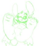  2015 4_fingers 4_toes alien animal_genitalia anus balls chest_tuft claws digital_drawing_(artwork) digital_media_(artwork) disney experiment_(lilo_and_stitch) feet fingers fur genitals green_and_white head_tuft lilo_and_stitch male monochrome notched_ear open_mouth open_smile pawpads presenting sheath simple_background sketch smile solo stitch_(lilo_and_stitch) tbid toes tuft white_background 