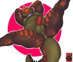  anthro anus balls blep butt collar crocodile crocodilian crocodylid genitals grizzledcroc hands_behind_head looking_down male penis perineum reptile scalie slightly_chubby solo spread_legs spreading tongue tongue_out 
