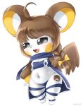  anthro breasts brown_hair cleavage clothed clothing cute_fangs emolga female hair hi_res nintendo pok&eacute;mon pok&eacute;mon_(species) ryuma210 simple_background small_breasts solo video_games white_background 