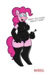  2021 anthro armwear belly big_belly big_breasts big_butt blush breasts butt chubby_female clothing digital_media_(artwork) earth_pony equid equine female fingers footwear friendship_is_magic fur gloves hair handwear hasbro hi_res horse latex_armwear latex_clothing latex_gloves latex_legwear latex_stockings legwear mammal my_little_pony navel nosebleed_(artist) open_mouth pink_body pink_fur pink_hair pinkie_pie_(mlp) pony riding_crop rubber rubber_suit simple_background slightly_chubby solo text thick_thighs unguligrade_anthro whip wide_hips 
