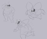  anthro arthropod beetle belly big_butt bug_fables butt chubby_male hi_res horn insect insect_wings kabbu_(bug_fables) male monochrome moonsprout_games redeyedgazer slightly_chubby solo spread_wings thick_thighs video_games wings 