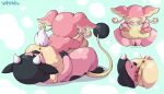  2020 anus audino blush bodily_fluids bovid bovine cunnilingus duo eyes_closed female female/female feral fur genital_fluids holding_udders horn lactating licking mammal miltank nintendo nipple_grab oral pink_body pink_fur pok&eacute;mon pok&eacute;mon_(species) pussy_juice scut_tail sex simple_background slightly_chubby teats tongue tongue_out udder_nursing udders vaginal video_games white_background wolfluffyfly 