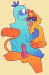  absurd_res ambiguous_gender animal_genitalia animal_penis anthro balls blue_body blue_fur blush blush_lines blushing_profusely bugsnax canine_penis duo erection filbo_fiddlepie fur genitals grumpus hi_res knot male male/ambiguous orange_body orange_fur penis seductive simple_background sirtoasterbutt smile tongue tongue_out video_games 