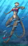  2020 air_bubbles anthro being_undressed bikini claws clothing convenient_censorship date digital_drawing_(artwork) digital_media_(artwork) disney exclusive female fish green_eyes hi_res lutrine mammal marine mrs._otterton mustelid nude open_mouth patreon patreon_exclusive paws pink_nose pinup pose red_bikini shocked solo sunny_way sunrays surprised_expression swimwear underwater water whiskers zootopia 